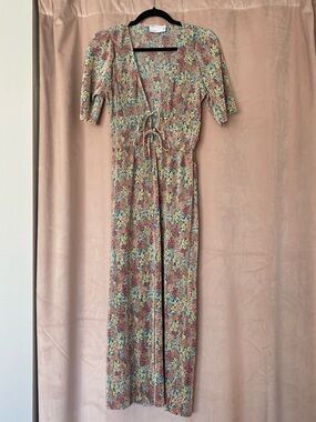 ASOS Design Floral Plisse Midi Dress, Plunging Neckline Size 4